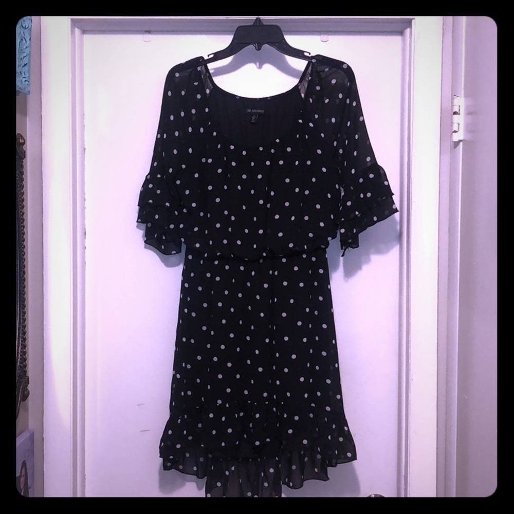 Black and white polka dot mini dress